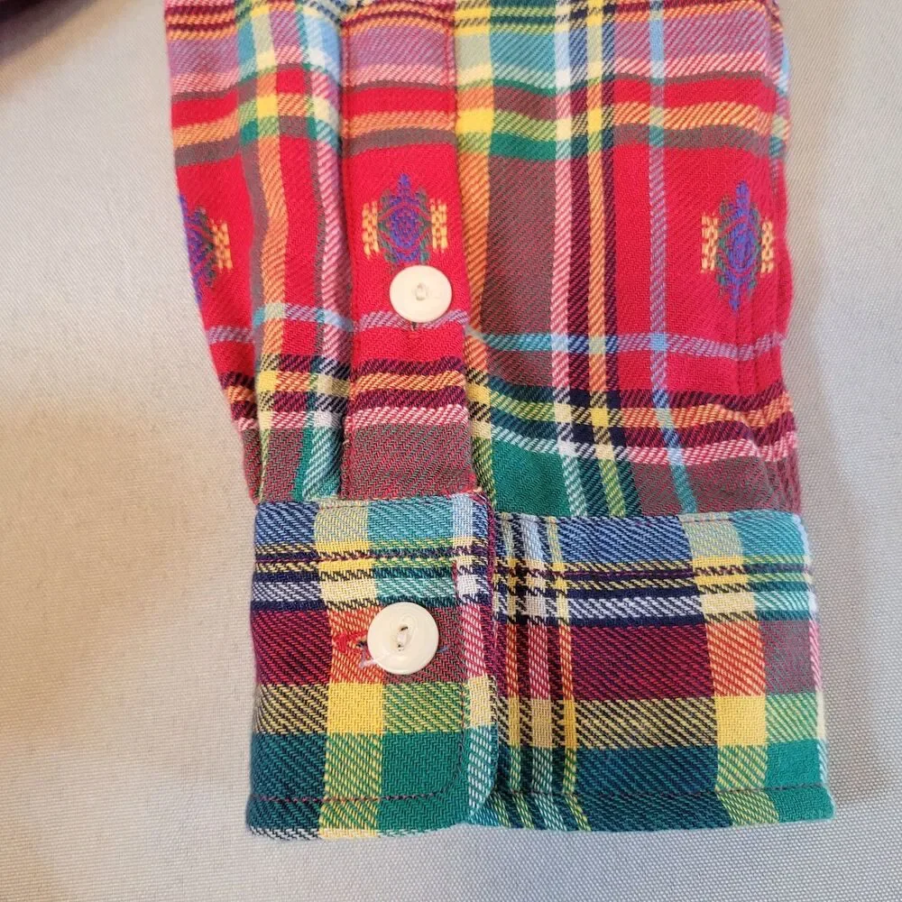 Polo Ralph Lauren Shirt Mens XL Multi Plaid Button Down Flannel Madras Navajo
